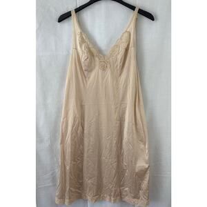 Vintage Vassarette Full Slip Dress Lingerie Beige Sz 38F Long Underneath It All